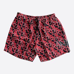 Amiri Black & Red Repeat Logo Silk Shorts